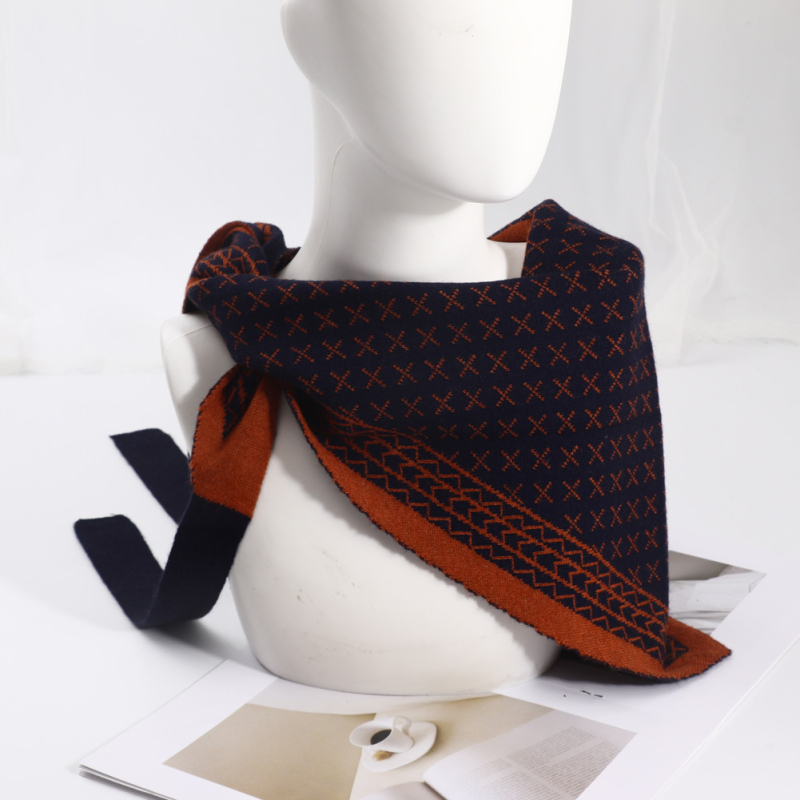 Șal tricotat triunghiular pentru iarnă – cald, multifuncțional: șal triunghiular, șal de talie, eșarfă de umăr, guler fals (țesătură tricotată)