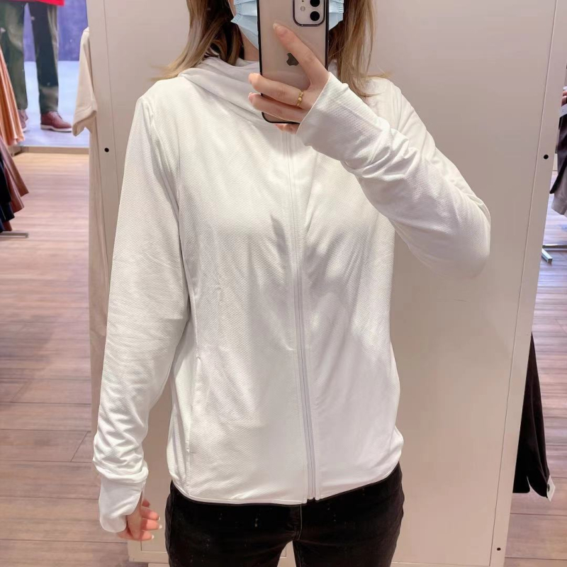 Ženski UV-zaštitni mrežasti kardigan s kapuljačom i zatvaračem, tanak ljeto, dugi rukavi, 70–80% poliester, poliester vlakna, organska pamuk — Ljeto 2023