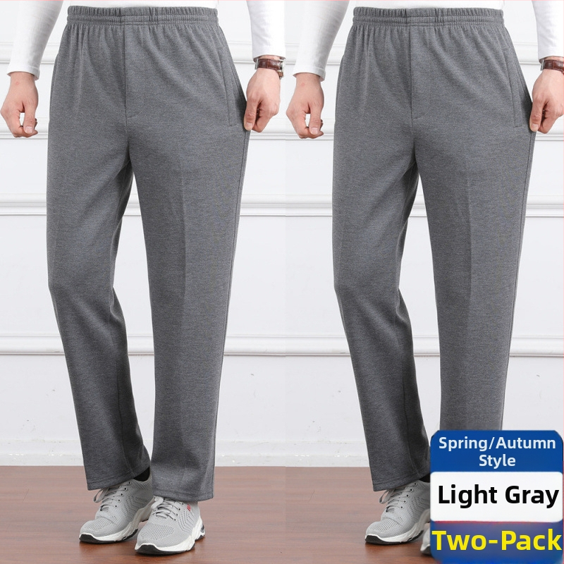 Ανδρικά παντελόνια υψηλής μέσης, φλις επένδυση, άνετη γραμμή, ίσιο πόδι, πολυεστερικό ύφασμα