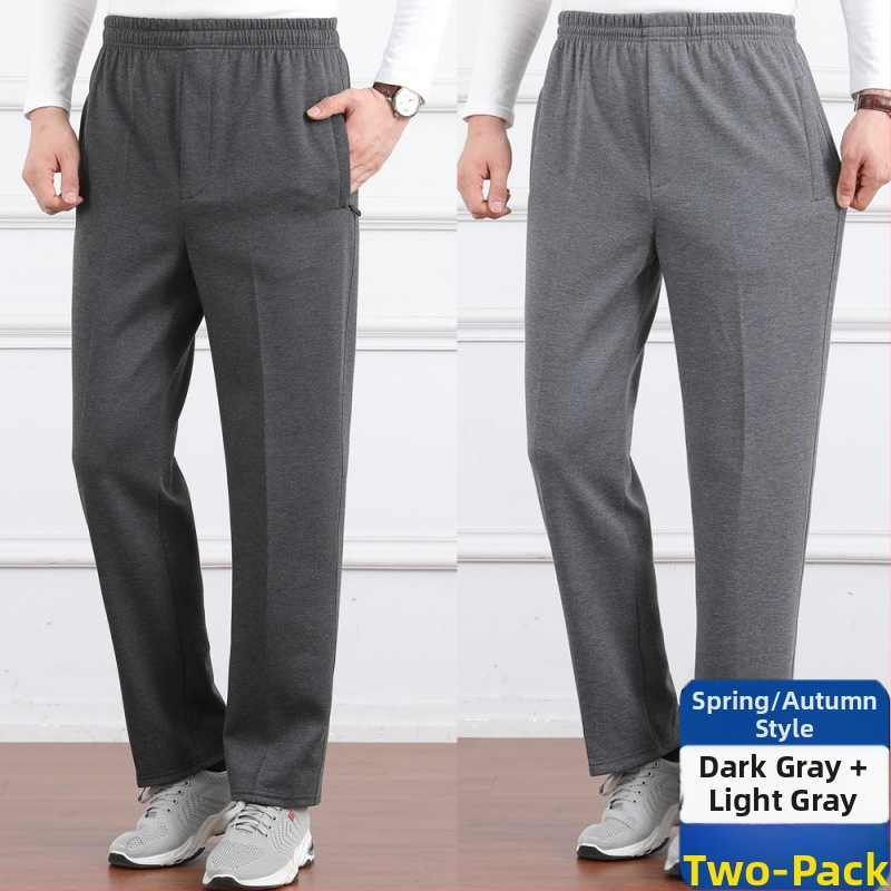 Ανδρικά παντελόνια υψηλής μέσης, φλις επένδυση, άνετη γραμμή, ίσιο πόδι, πολυεστερικό ύφασμα