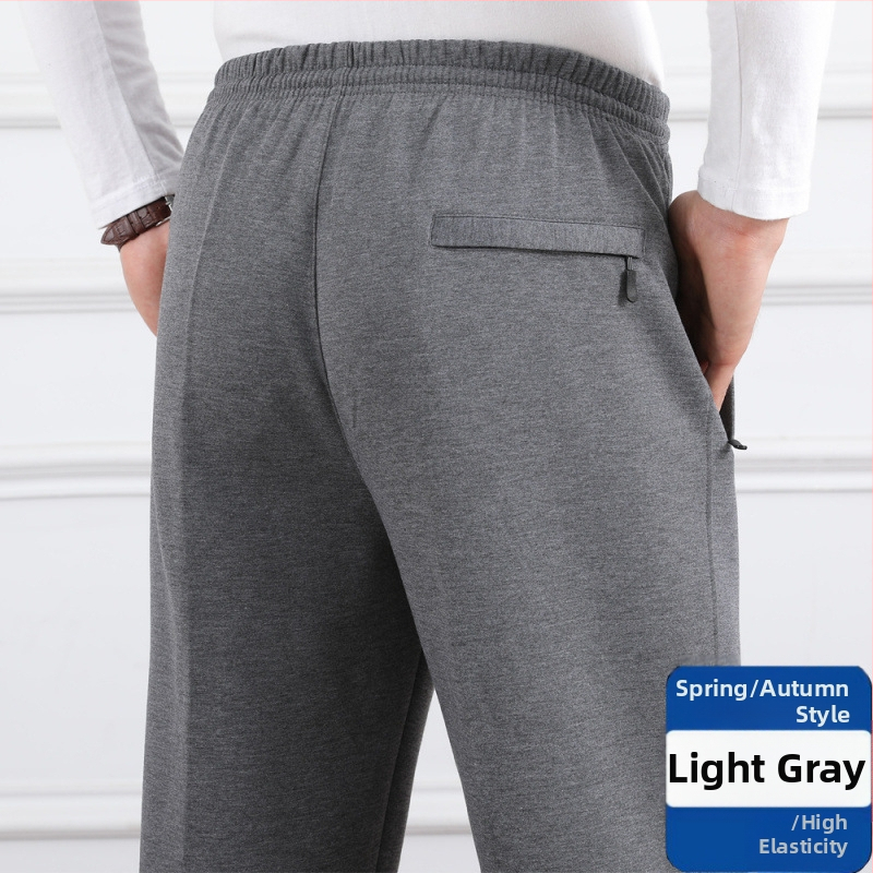 Ανδρικά παντελόνια υψηλής μέσης, φλις επένδυση, άνετη γραμμή, ίσιο πόδι, πολυεστερικό ύφασμα