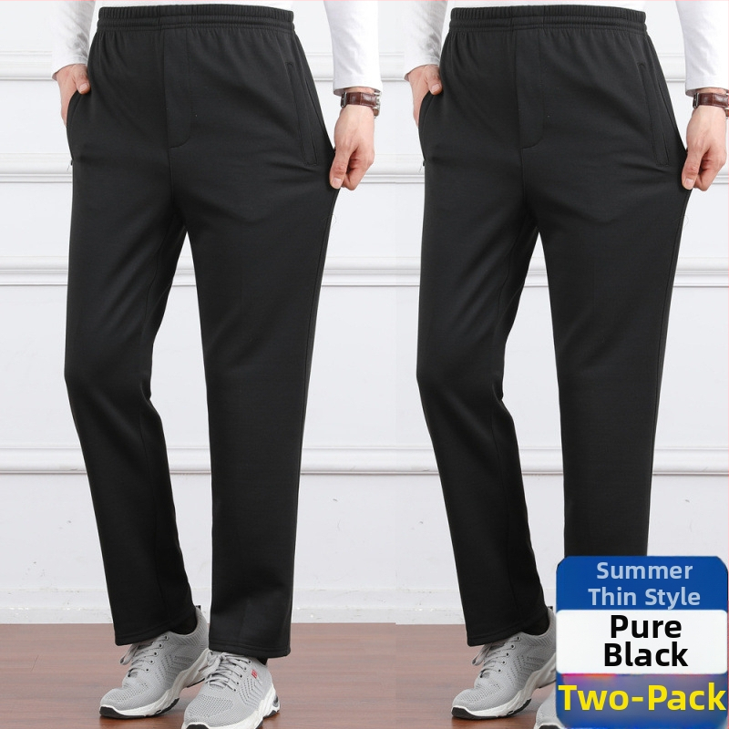 Ανδρικά παντελόνια υψηλής μέσης, φλις επένδυση, άνετη γραμμή, ίσιο πόδι, πολυεστερικό ύφασμα