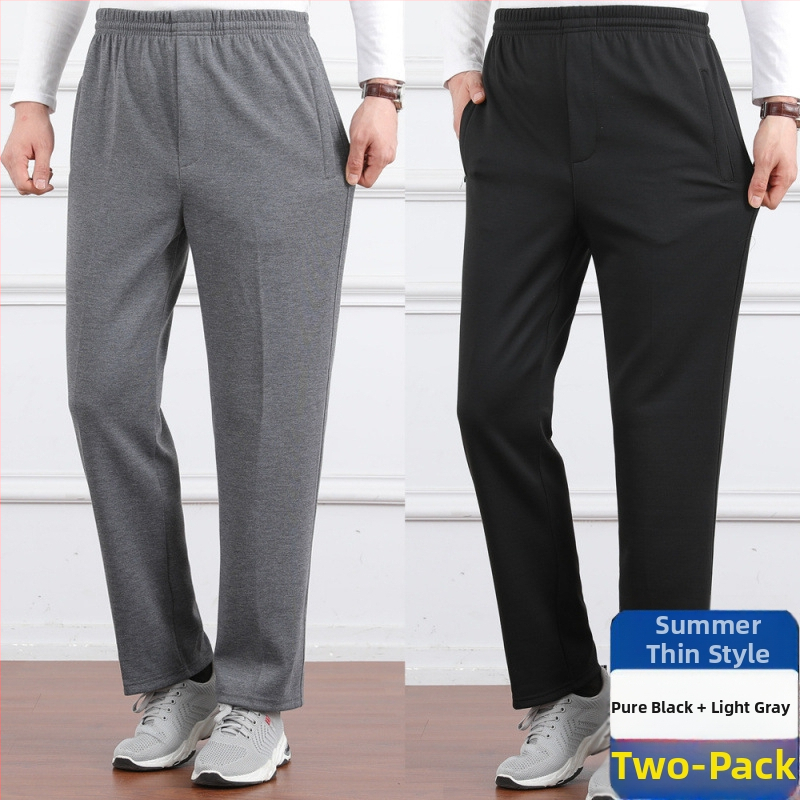 Ανδρικά παντελόνια υψηλής μέσης, φλις επένδυση, άνετη γραμμή, ίσιο πόδι, πολυεστερικό ύφασμα