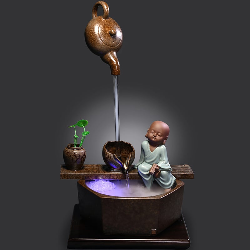 Kézzel készített kerámia Zen asztali vízesés glazúrozott felülettel, akváriumokhoz