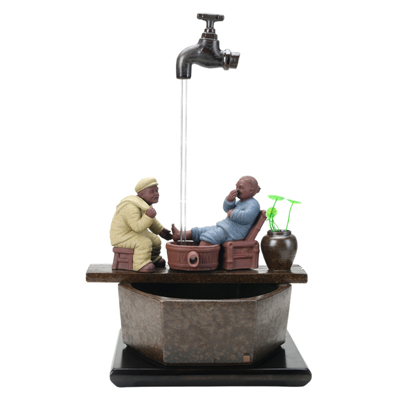 Kézzel készített kerámia Zen asztali vízesés glazúrozott felülettel, akváriumokhoz