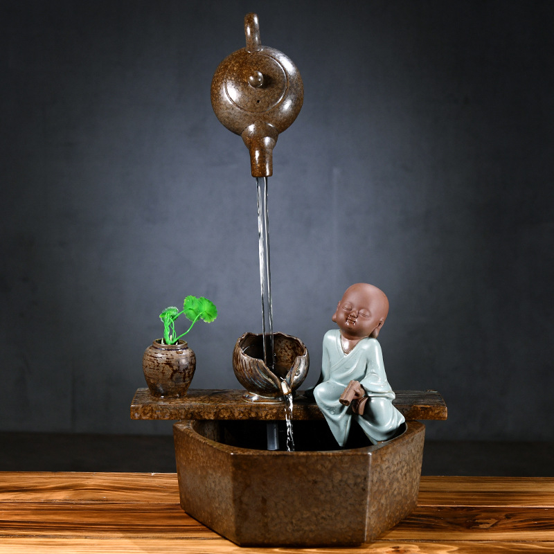 Kézzel készített kerámia Zen asztali vízesés glazúrozott felülettel, akváriumokhoz