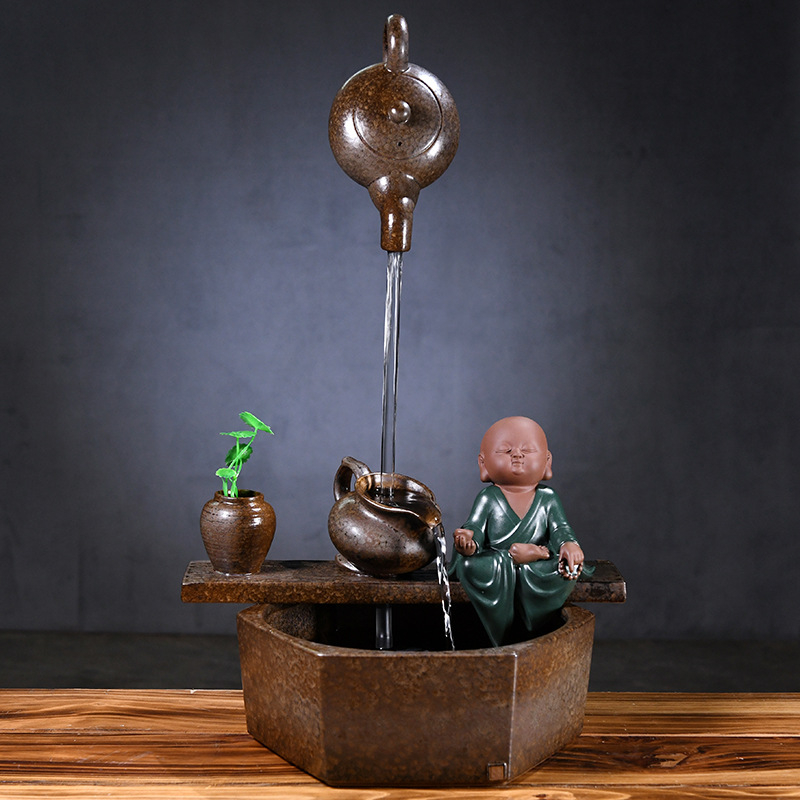 Kézzel készített kerámia Zen asztali vízesés glazúrozott felülettel, akváriumokhoz