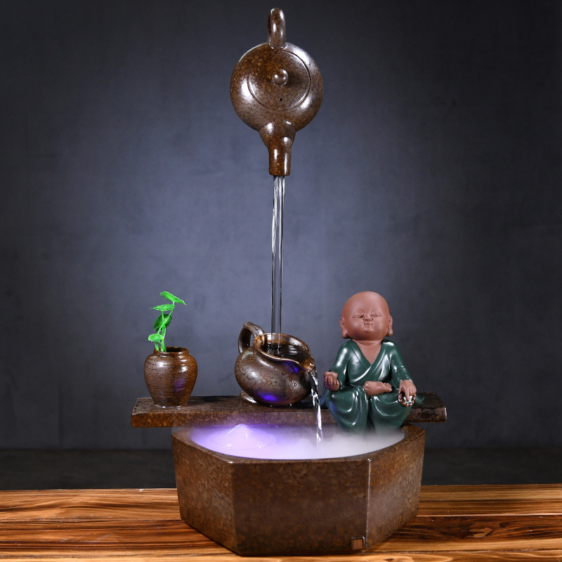 Kézzel készített kerámia Zen asztali vízesés glazúrozott felülettel, akváriumokhoz