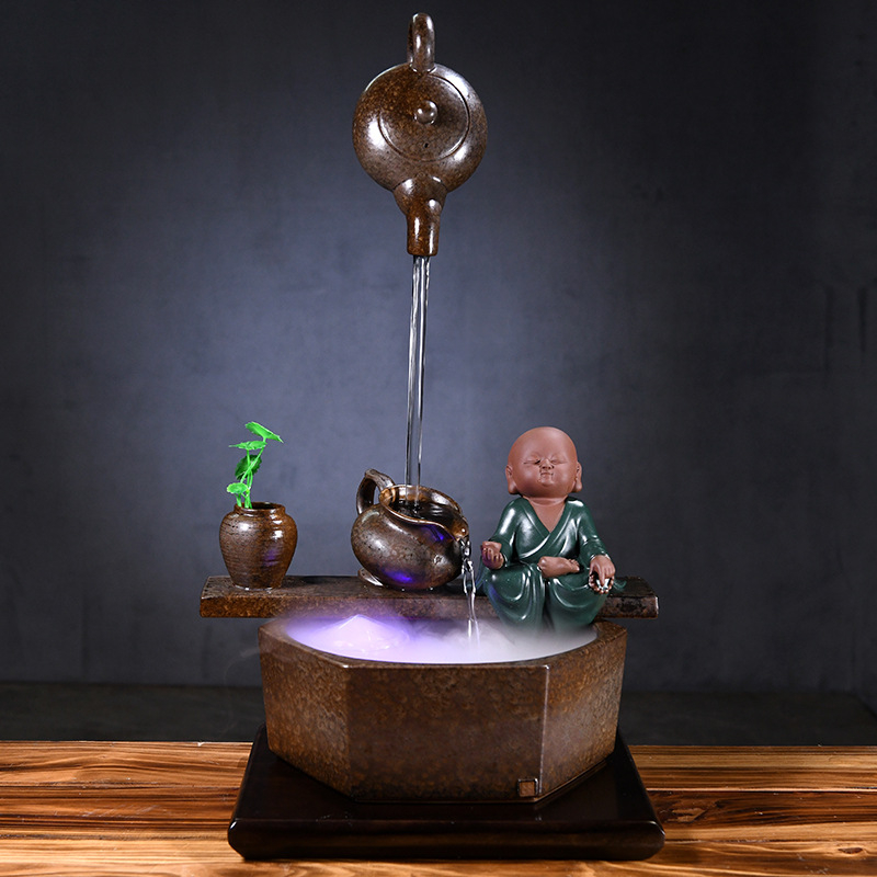 Kézzel készített kerámia Zen asztali vízesés glazúrozott felülettel, akváriumokhoz