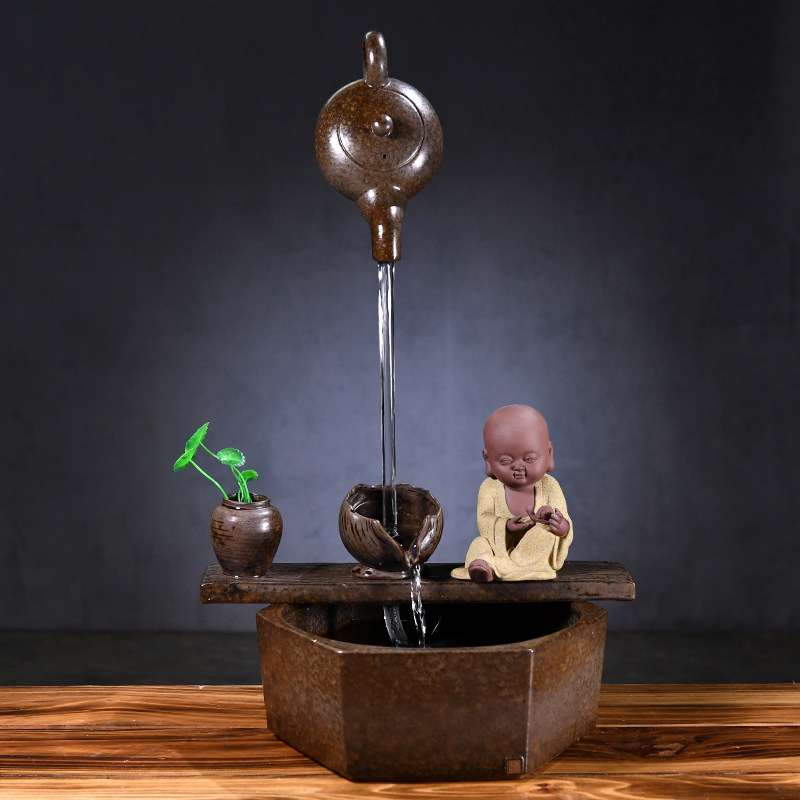 Kézzel készített kerámia Zen asztali vízesés glazúrozott felülettel, akváriumokhoz