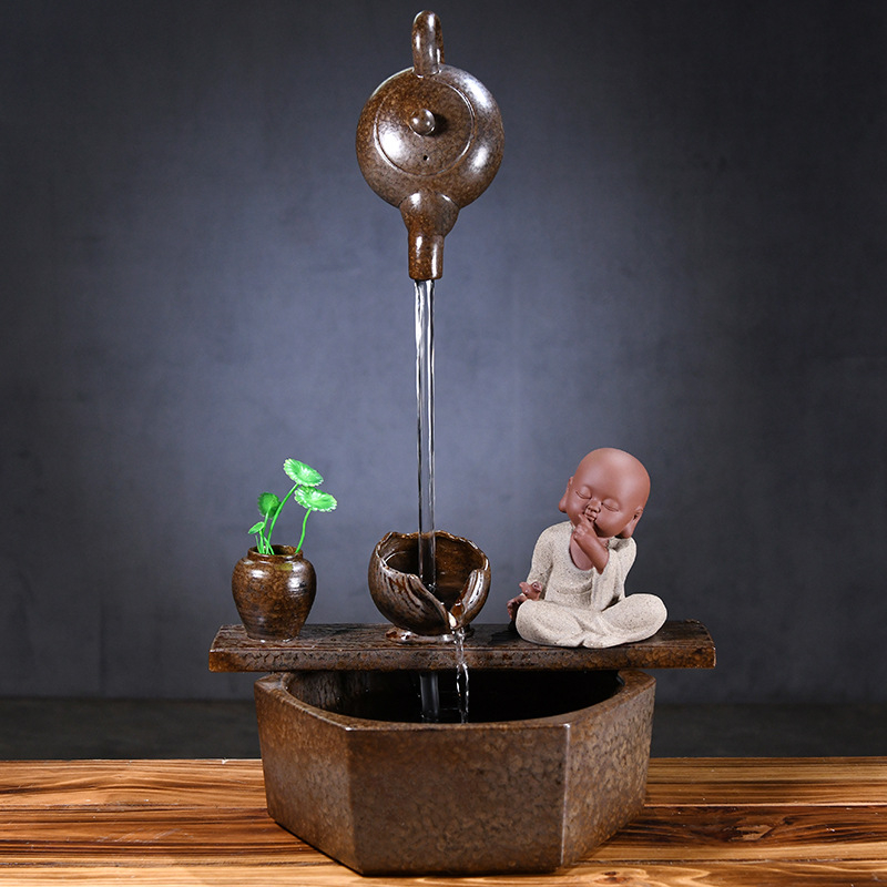 Kézzel készített kerámia Zen asztali vízesés glazúrozott felülettel, akváriumokhoz