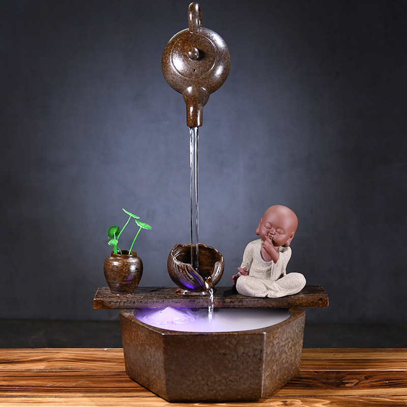 Kézzel készített kerámia Zen asztali vízesés glazúrozott felülettel, akváriumokhoz