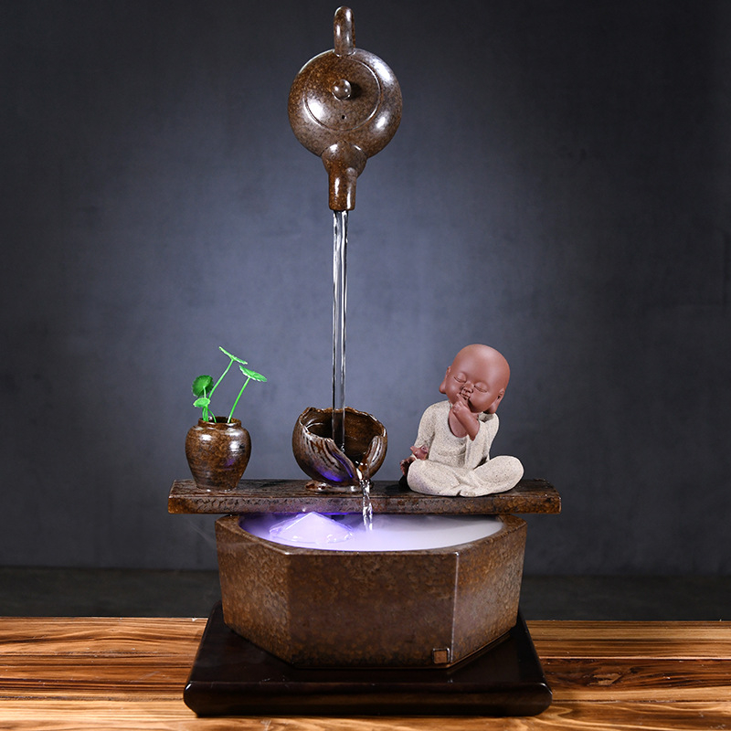 Kézzel készített kerámia Zen asztali vízesés glazúrozott felülettel, akváriumokhoz