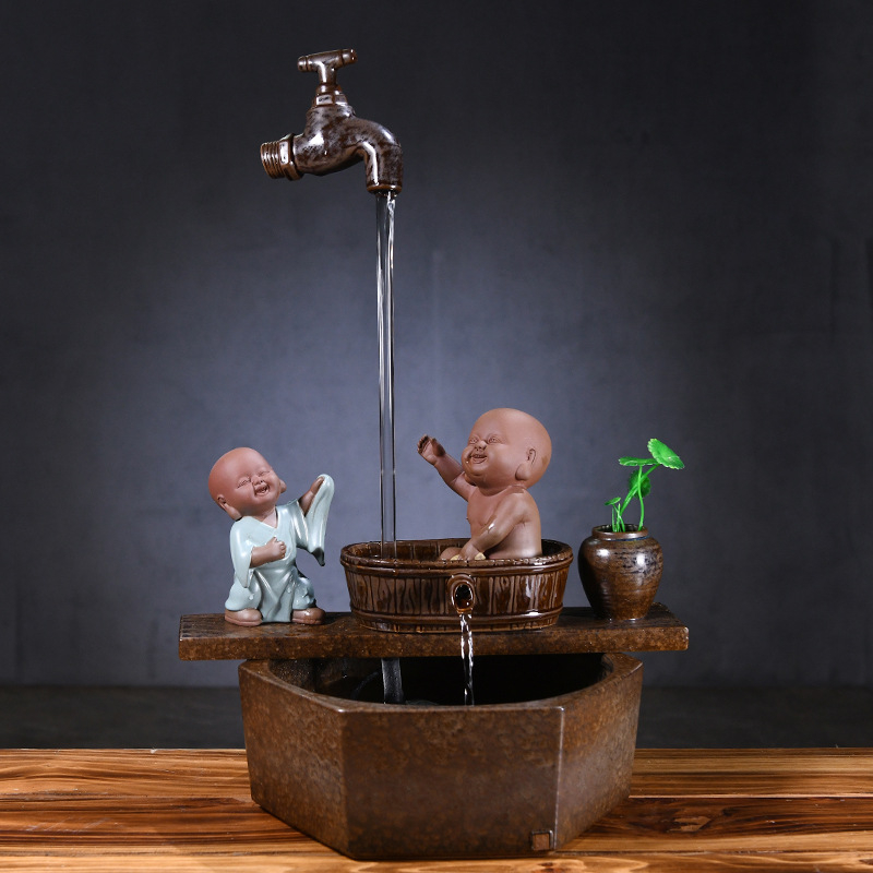 Kézzel készített kerámia Zen asztali vízesés glazúrozott felülettel, akváriumokhoz