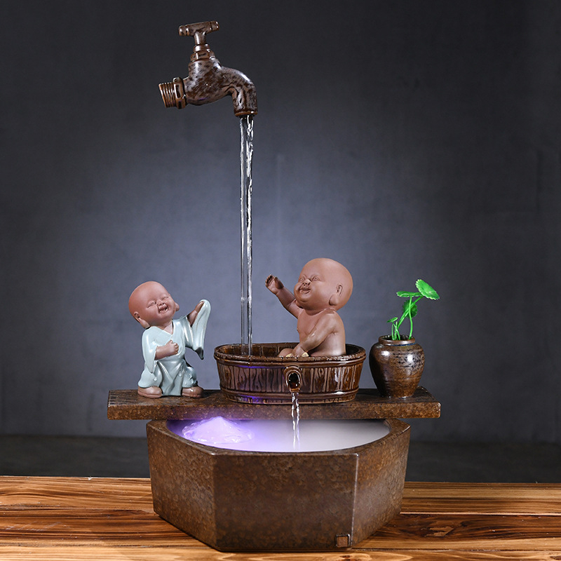 Kézzel készített kerámia Zen asztali vízesés glazúrozott felülettel, akváriumokhoz