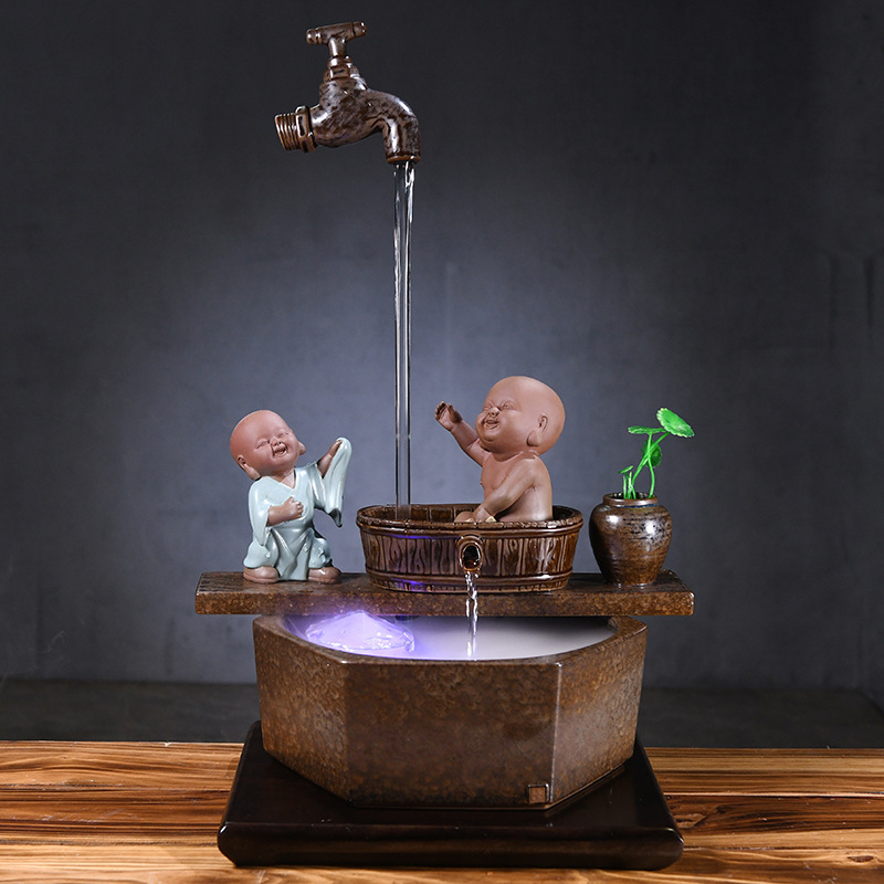 Kézzel készített kerámia Zen asztali vízesés glazúrozott felülettel, akváriumokhoz