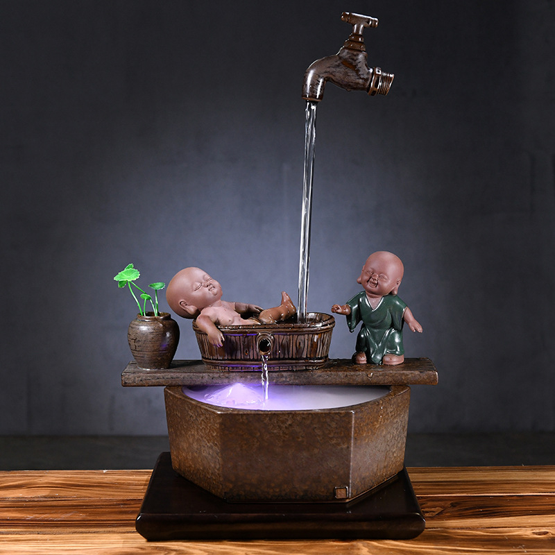 Kézzel készített kerámia Zen asztali vízesés glazúrozott felülettel, akváriumokhoz