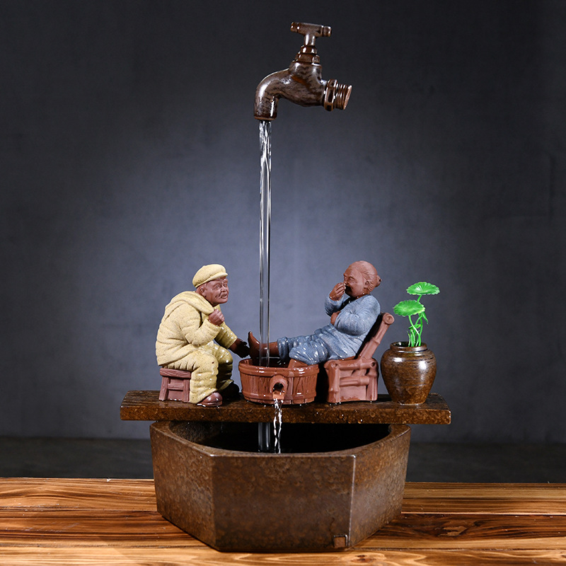 Kézzel készített kerámia Zen asztali vízesés glazúrozott felülettel, akváriumokhoz