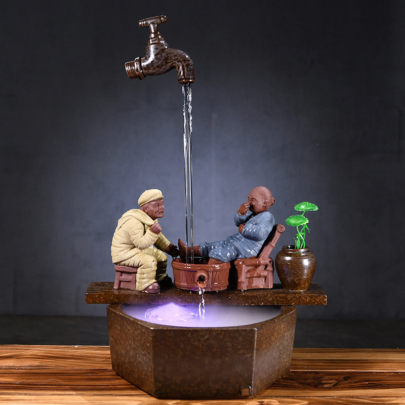 Kézzel készített kerámia Zen asztali vízesés glazúrozott felülettel, akváriumokhoz