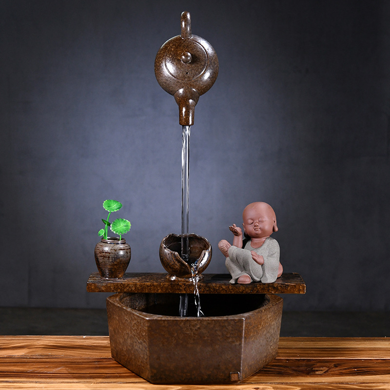 Kézzel készített kerámia Zen asztali vízesés glazúrozott felülettel, akváriumokhoz