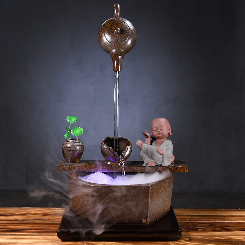 Kézzel készített kerámia Zen asztali vízesés glazúrozott felülettel, akváriumokhoz