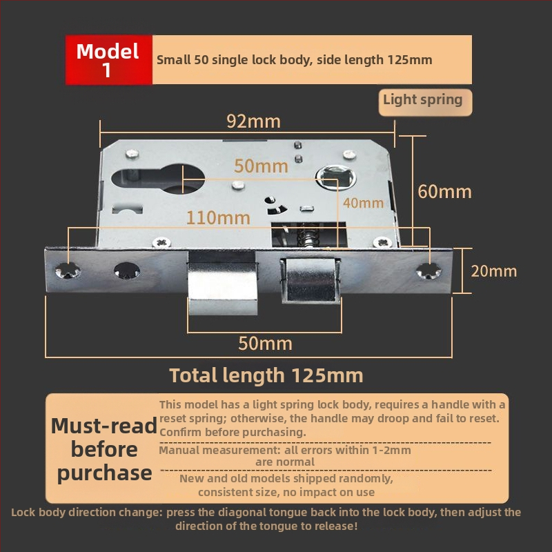 Vnútorný zámok pre drevené dvere, meďový zámok, guľový zámok, cylindr, jazýček, kód 5449751160