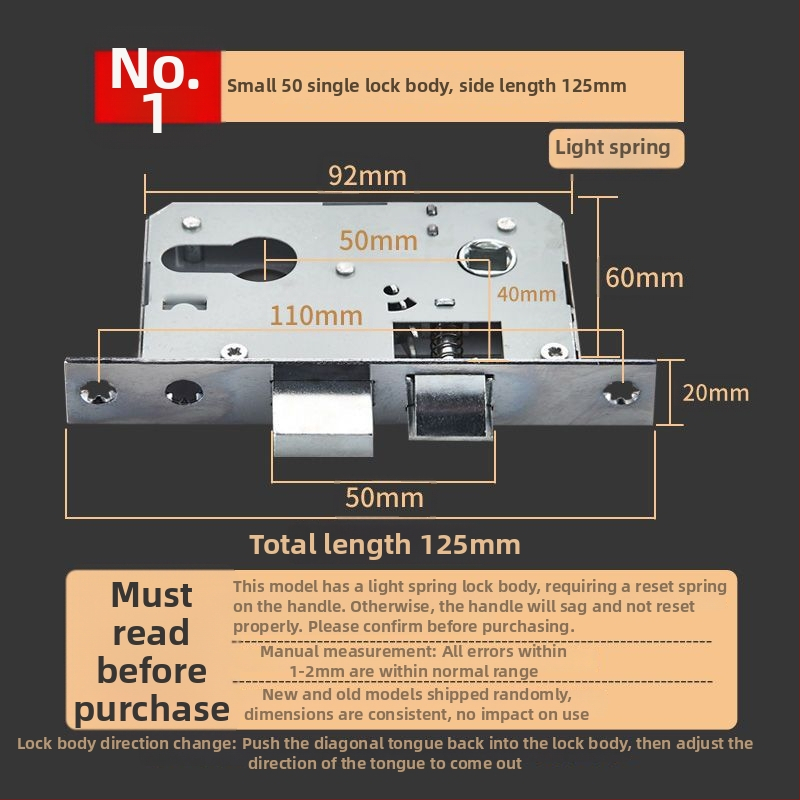 Vnútorný zámok pre drevené dvere, meďový zámok, guľový zámok, cylindr, jazýček, kód 5449751160