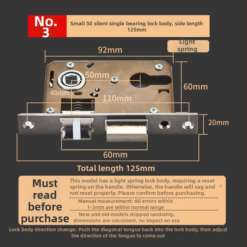 Vnútorný zámok pre drevené dvere, meďový zámok, guľový zámok, cylindr, jazýček, kód 5449751160