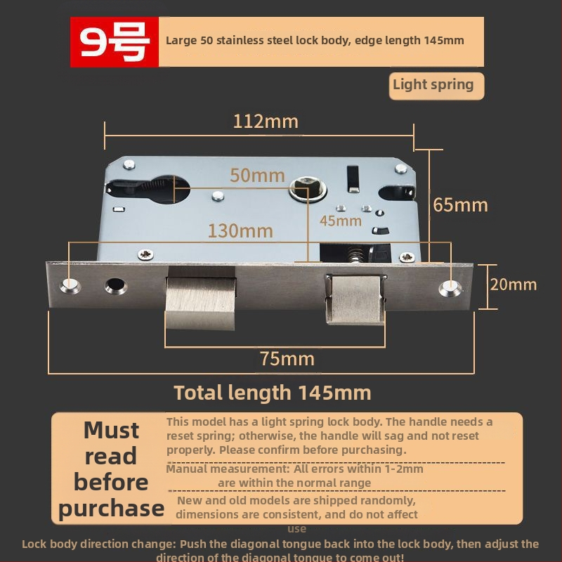 Vnútorný zámok pre drevené dvere, meďový zámok, guľový zámok, cylindr, jazýček, kód 5449751160