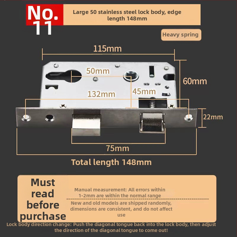 Vnútorný zámok pre drevené dvere, meďový zámok, guľový zámok, cylindr, jazýček, kód 5449751160