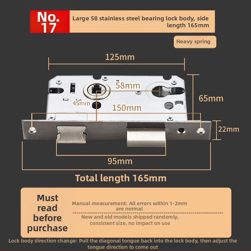 Vnútorný zámok pre drevené dvere, meďový zámok, guľový zámok, cylindr, jazýček, kód 5449751160