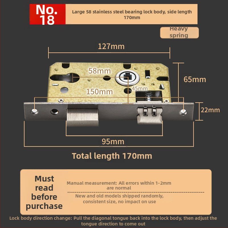 Vnútorný zámok pre drevené dvere, meďový zámok, guľový zámok, cylindr, jazýček, kód 5449751160