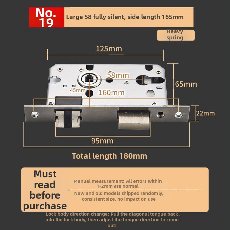 Vnútorný zámok pre drevené dvere, meďový zámok, guľový zámok, cylindr, jazýček, kód 5449751160