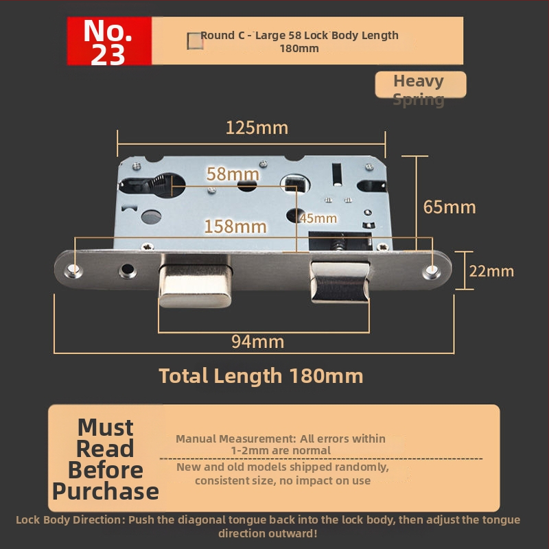 Vnútorný zámok pre drevené dvere, meďový zámok, guľový zámok, cylindr, jazýček, kód 5449751160