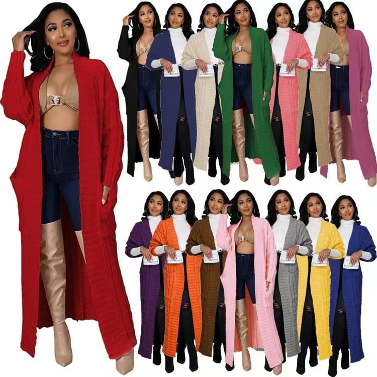 Кардиган с плиткова шарка, casual стил, slim fit, удължен модел, дълги ръкави, без яка, полиестерно-имитационен памук