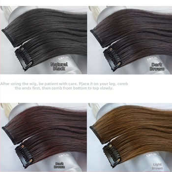 Fragment de perucă Yuxinde, păr drept, breton cu parcare medie, extensie ușoară cu clips pentru volum, fibre rezistente la temperaturi înalte