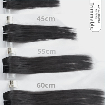 Fragment de perucă Yuxinde, păr drept, breton cu parcare medie, extensie ușoară cu clips pentru volum, fibre rezistente la temperaturi înalte