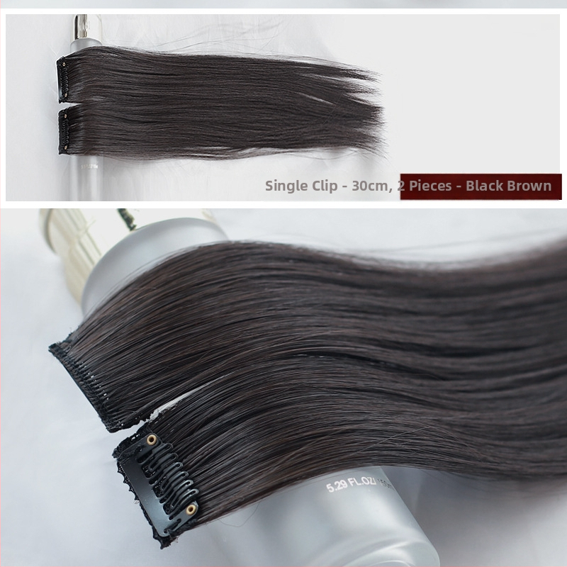 Fragment de perucă Yuxinde, păr drept, breton cu parcare medie, extensie ușoară cu clips pentru volum, fibre rezistente la temperaturi înalte