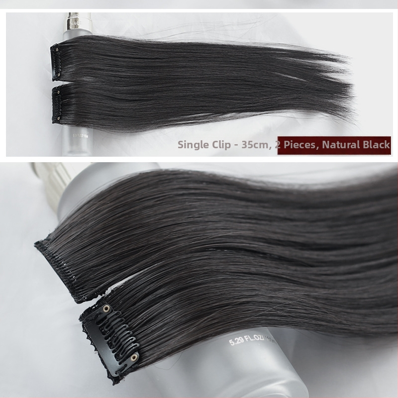 Fragment de perucă Yuxinde, păr drept, breton cu parcare medie, extensie ușoară cu clips pentru volum, fibre rezistente la temperaturi înalte