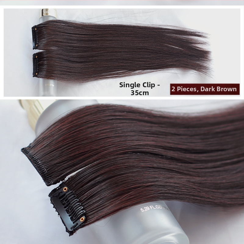 Fragment de perucă Yuxinde, păr drept, breton cu parcare medie, extensie ușoară cu clips pentru volum, fibre rezistente la temperaturi înalte