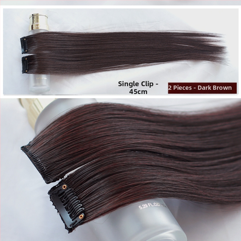 Fragment de perucă Yuxinde, păr drept, breton cu parcare medie, extensie ușoară cu clips pentru volum, fibre rezistente la temperaturi înalte