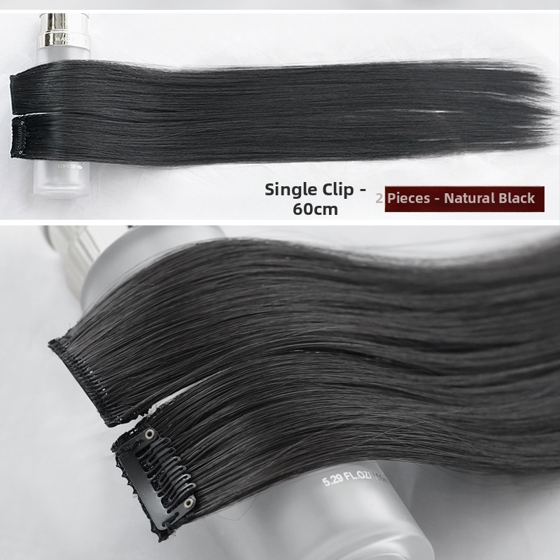 Fragment de perucă Yuxinde, păr drept, breton cu parcare medie, extensie ușoară cu clips pentru volum, fibre rezistente la temperaturi înalte