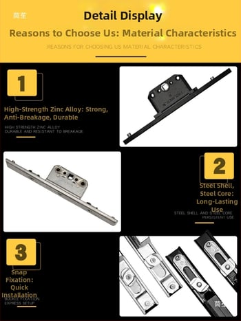 Alumíniumötvözetű bukóablak zárdoboza: átviteli zártest és teleszkópos zár, összekötő záralkatrészek