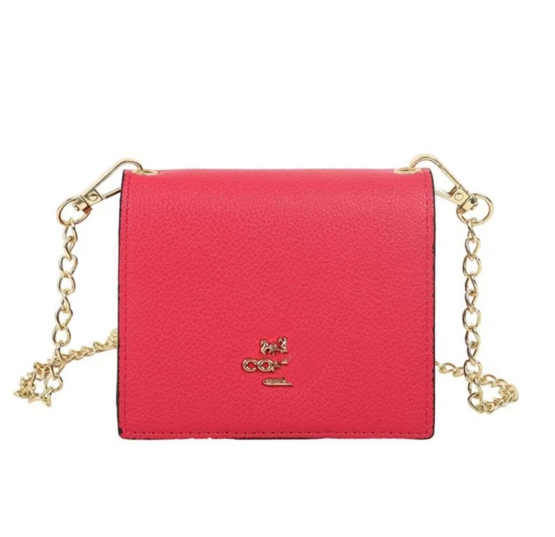 Πορτοφόλι με αλυσίδα και θήκη για κάρτες, PU δέρμα, οριζόντιο τετράγωνο σχήμα, άνοιγμα με καπάκι, εσωτερικός θήκη για έγγραφα και λαμινοποιημένη τσέπη με φερμουάρ, τσάντα με καπάκι, ένα λουρί ώμου, Καλοκαίρι 2024