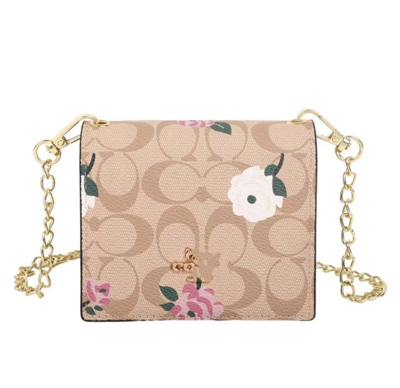 Πορτοφόλι με αλυσίδα και θήκη για κάρτες, PU δέρμα, οριζόντιο τετράγωνο σχήμα, άνοιγμα με καπάκι, εσωτερικός θήκη για έγγραφα και λαμινοποιημένη τσέπη με φερμουάρ, τσάντα με καπάκι, ένα λουρί ώμου, Καλοκαίρι 2024