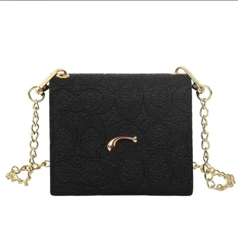 Πορτοφόλι με αλυσίδα και θήκη για κάρτες, PU δέρμα, οριζόντιο τετράγωνο σχήμα, άνοιγμα με καπάκι, εσωτερικός θήκη για έγγραφα και λαμινοποιημένη τσέπη με φερμουάρ, τσάντα με καπάκι, ένα λουρί ώμου, Καλοκαίρι 2024