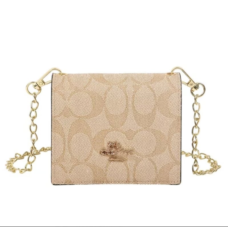 Πορτοφόλι με αλυσίδα και θήκη για κάρτες, PU δέρμα, οριζόντιο τετράγωνο σχήμα, άνοιγμα με καπάκι, εσωτερικός θήκη για έγγραφα και λαμινοποιημένη τσέπη με φερμουάρ, τσάντα με καπάκι, ένα λουρί ώμου, Καλοκαίρι 2024