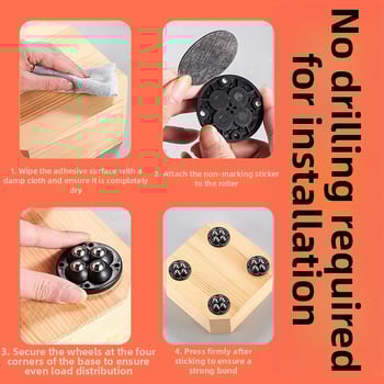 Ringing мини безшумни въртящи се ролки за мебели (ABS + неръждаема стомана)