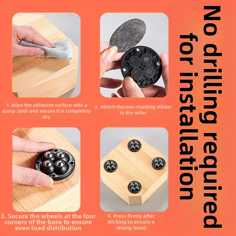 Ringing Mini tiché kolieska pre nábytok s otáčacím mechanizmom (ABS + nerezová oceľ)