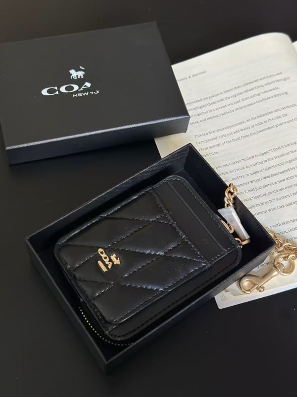 Portofel pentru carduri și portofel pentru monede cu cutie cadou, PVC, 1 buzunar pliant, căptușeală poliester-bumbac, lansare primăvara 2025